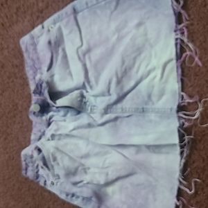 Purple acid wash taglia jean mini skirt